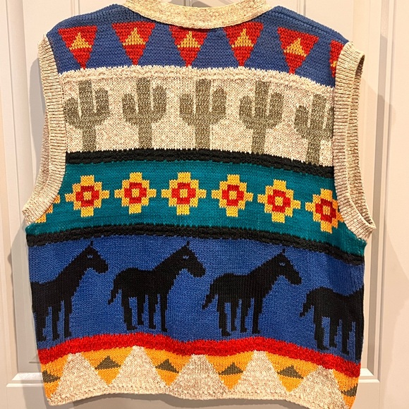 Vintage Sweater Loft Classics size Large Southwestern Knit Vest - Picture 2 of 8